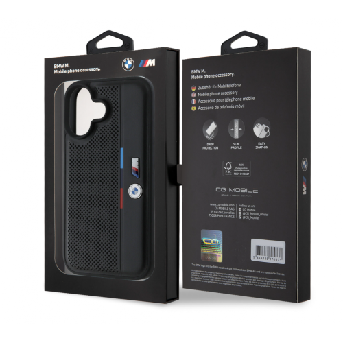 4049 BMW iPhone 16 Back cover case - Perforated Tricolor Detail Line BlackBack case-iPhone 16-Noir