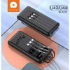 WUW U44 2A POWER BANK С ВГРАДЕНИ КАБЕЛИ - 20,000 mAh - Черен