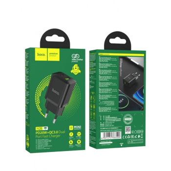 HOCO 20W Адаптер N28 с изх. USB-C+USB PD-20W+QC3.0A - Черен
