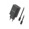 L✮Star 45W 2в1 LS56 2изх. PD(25W)+QC3.0(20W)+кабел USB-C към USB-C - Черен