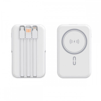 NJ25 PD 20W Magsafe с LED индикатор (ЧЕРЕН) 2 кабела USB-C и Lightning 10,000MAH Безжично Зареждане