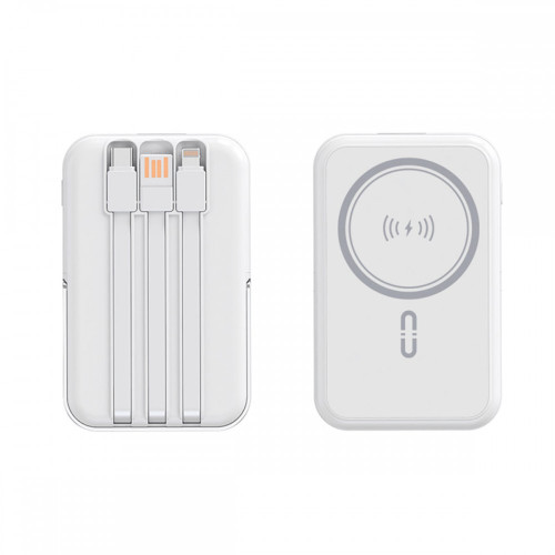NJ25 PD 20W Magsafe с LED индикатор (ЧЕРЕН) 2 кабела USB-C и Lightning 10,000MAH Безжично Зареждане
