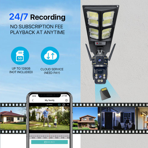 IP Солaрна Камера +LED лампа LD-004-G-H-EU 4G SIM 6MP 1080P ( APP:V380PRO ) HD 360 градуса с микрофон и високоговорител и LED светлина