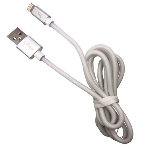 Силиконов кабел L✮Star LS-09 USB към Lightning - Бял