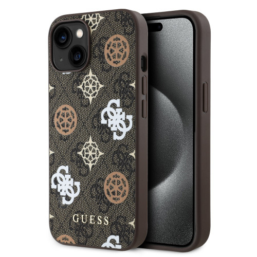 3020 GUESS HC MAGSAFE PU PEONY ON 4G BACKGROUND BROWN iPhone 15