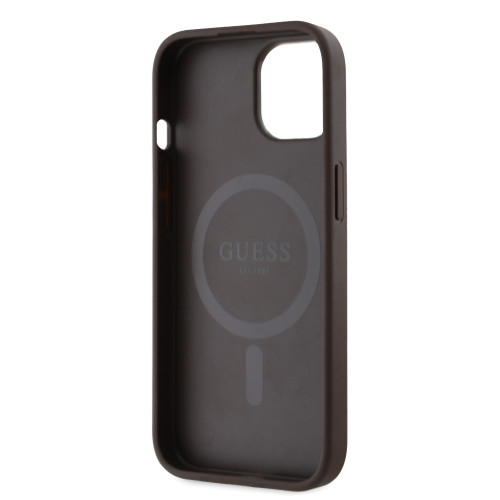 3020 GUESS HC MAGSAFE PU PEONY ON 4G BACKGROUND BROWN iPhone 15