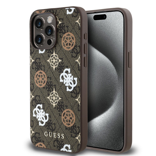 3037 GUESS HC MAGSAFE PU PEONY ON 4G BACKGROUND BROWN iPhone 15 PRO