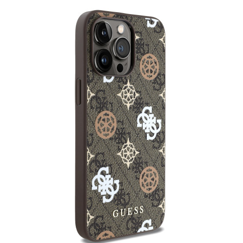 3037 GUESS HC MAGSAFE PU PEONY ON 4G BACKGROUND BROWN iPhone 15 PRO