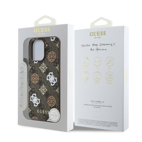 3037 GUESS HC MAGSAFE PU PEONY ON 4G BACKGROUND BROWN iPhone 15 PRO