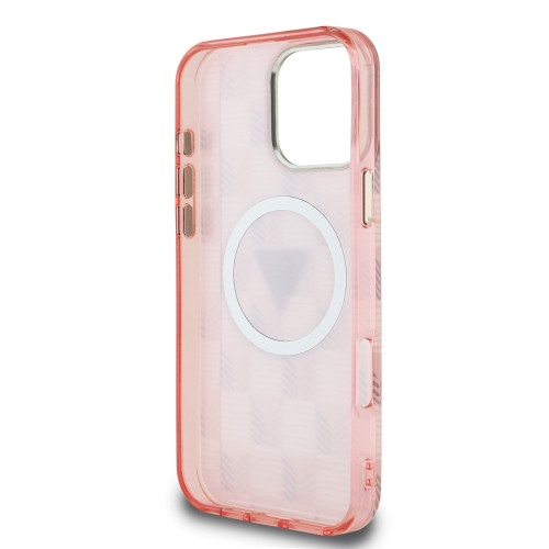 3543 GUESS HC MAGSAFE IML METAL OUTLINE JET SET PRINT TRIANGLE PINK iPhone 16 PRO MAX