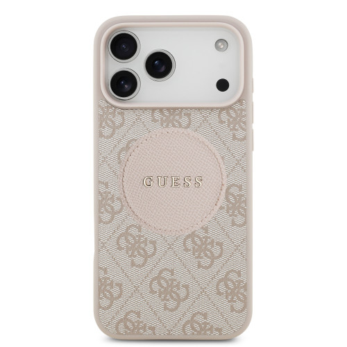 0072 GUESS HC MAGSAFE PU 4G CIRCLE W/ CLASSIC LOGO PINK iPhone 17 PRO MAX