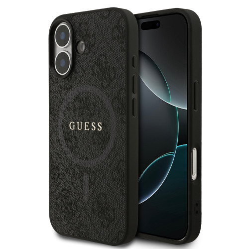 0966 GUESS HC MAGSAFE PU 4G RING CLASSIC LOGO BLACK iPhone17