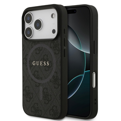 0980 GUESS HC MAGSAFE PU 4G RING CLASSIC LOGO BLACK iPhone 17 PRO