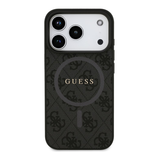 0980 GUESS HC MAGSAFE PU 4G RING CLASSIC LOGO BLACK iPhone 17 PRO