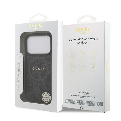0980 GUESS HC MAGSAFE PU 4G RING CLASSIC LOGO BLACK iPhone 17 PRO