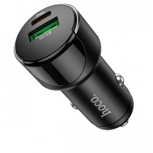 HOCO 12V Адаптер Z42 с 2 изхода PD20W+18WQC3.0+LED display (черен)