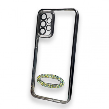 Безцветен кейс+камера DM1 с камъни за Samsung S23 Plus - Черен