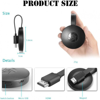 G2 Безжичен HDMI дисплей донгъл 1080P – съвместим с iOS, Android, Windows, Mac – прехвърляне на екрана към телевизор или проектор G2 Безжичен HDMI дисплей донгъл 1080P – съвместим с iOS, Android, Windows, Mac – прехвърляне на екрана към телевизор или проектор