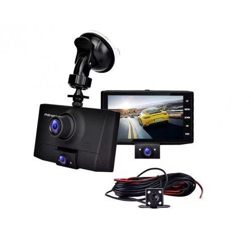 505 Автомобилен видеорегистратор 3 камери, 4.0" дисплей, Full HD 1080P, Night Vision, Motion Detection