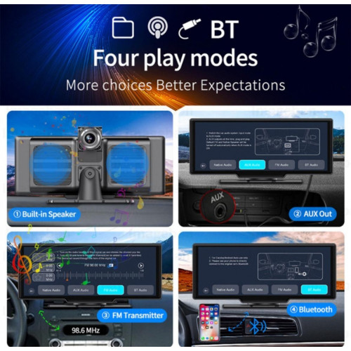 C200 10-инчов Apple Carplay/Android Auto +Видеорегистратор Безжична автомобилна стерео GPS навигация автомобилен екран , Bluetooth, Siri/Google Assistant
