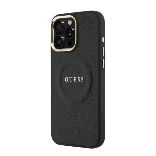 9667 GUESS HC MAGSAFE PU W/ PEONY HOT STAMP BLACK IP16 PRO MAX