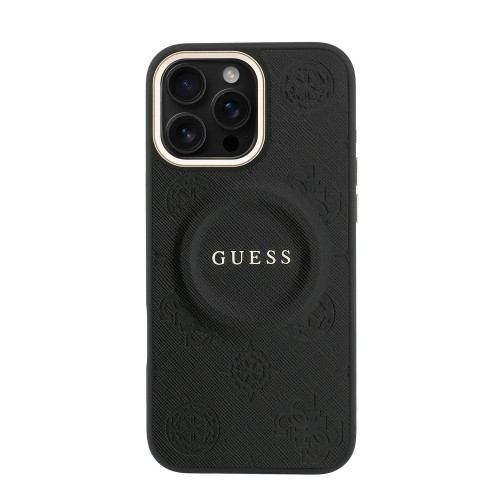 9667 GUESS HC MAGSAFE PU W/ PEONY HOT STAMP BLACK IP16 PRO MAX