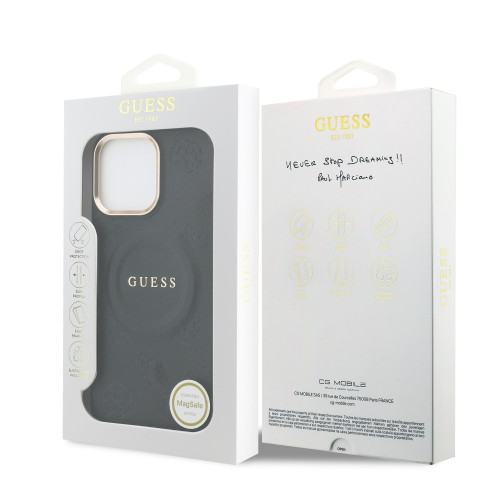 9667 GUESS HC MAGSAFE PU W/ PEONY HOT STAMP BLACK IP16 PRO MAX