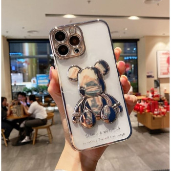 3D Кейс с фигура мечка TP-5 за iPhone 12 - Сив