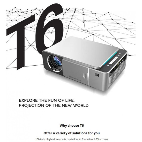 T6 Проектор за домашно кино 1080P WiFi безжичен проектор Видео проектор За телевизор USB устройство Media Play