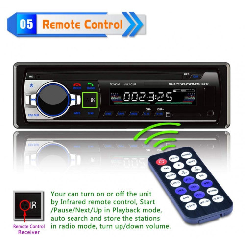 Касетофон за кола JSD-520 240W. със Bluetooth/Радио/Mp3/USB/SD