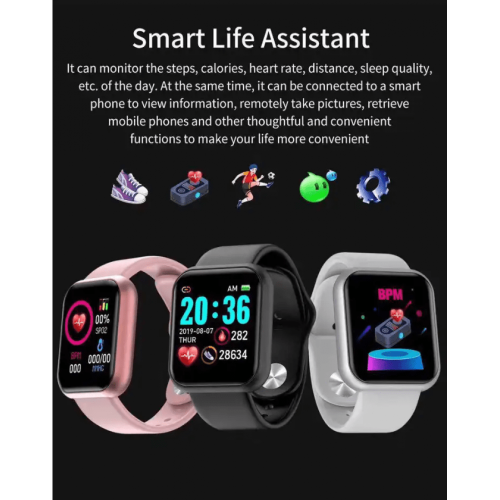D20/Y68 Смарт спортна гривна Smart bracelet - Черен