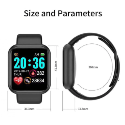 D20/Y68 Смарт спортна гривна Smart bracelet - Черен