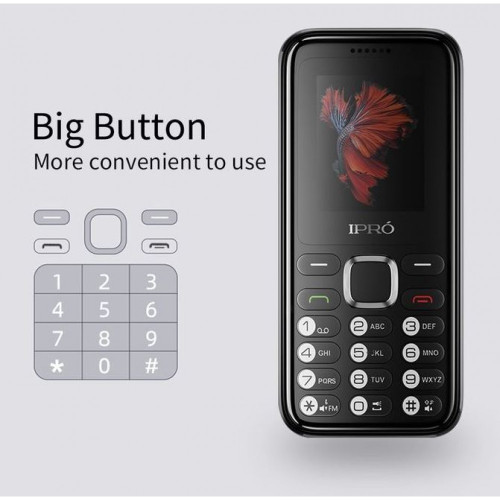 Мобилен телефон (Черен) IPRO A10 Mini+БГ МЕНЮ Без камера /2G/32Mb+32MB/0.08MP/1.77 инча 600mAh/Фенер