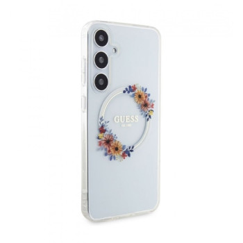 1704 Guess Galaxy S24 Plus Back cover case - IML Flowers Wreath MagSafe - Transparent