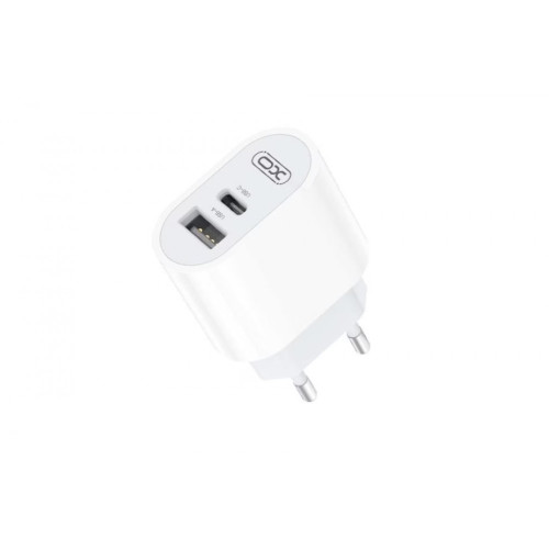 Зарядно XO-CE02A 20W 2 входа USB-C/USB бързо зареждане USB-C към Lightning