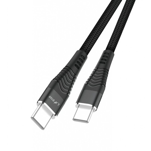 L✮Star LS-232 100W Плетен Кабел Fast Type-C към Type-C 2M - Черен L✮Star LS-232 100W Плетен Кабел Fast Type-C към Type-C 2M - Черен