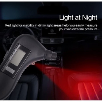 JZ-405C Цифров манометър,150PSI 5в1 LED фенерче, разбивач на прозорци, нож за колан,червена предпазна светлина и манометър за автомобил, мотоциклет