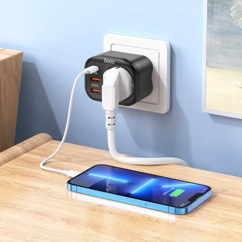 Разкл. HOCO NS3 с 1 гнездо+2 USB-A 2.4A+1 PD USB-C 4000W - Бял