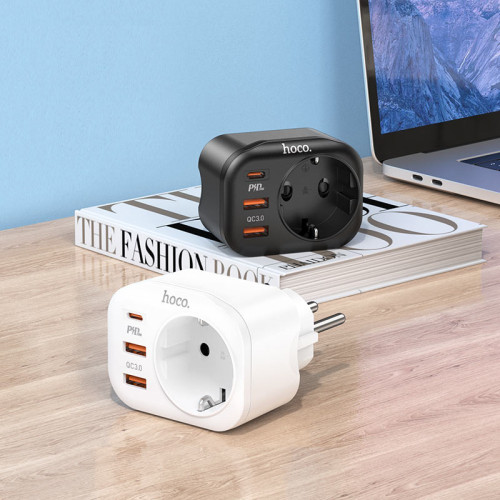 Разкл. HOCO NS3 с 1 гнездо+2 USB-A 2.4A+1 PD USB-C 4000W - Бял
