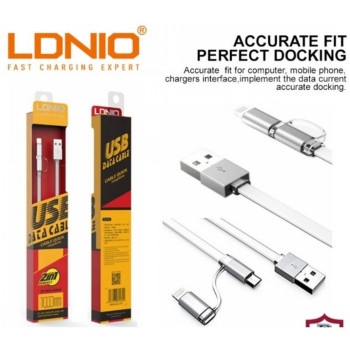 Кабел LDNIO LC84 2в1 2.1A Micro USB + iPhone - Сив