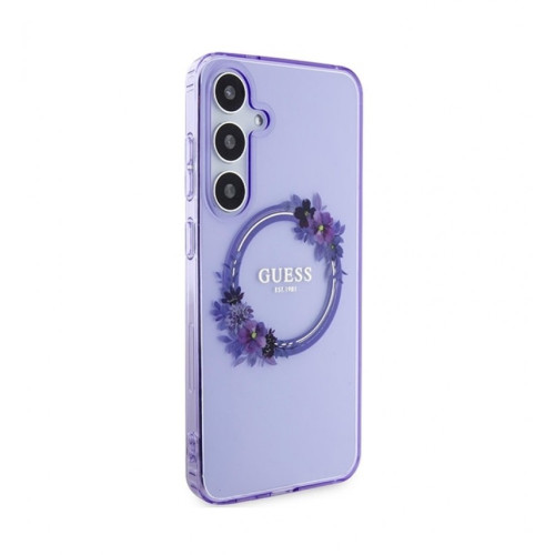 2961 Guess Galaxy S24 Plus Back cover case - IML Flowers Wreath MagSafe - Purple