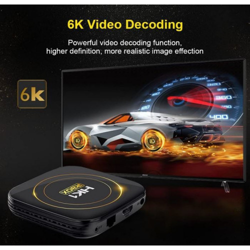 2024 HK1 RBOX H8S TV 4K HDR ULTRA HD android 13.0 TV Stick 4GB+32GB 2.4/5G Wifi 100M-LAN порт Netflix Youtube Media Player
