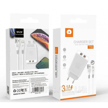 WUW T55 Зарядно с кабел USB към LIGHTNING 1M