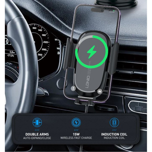 LDNIO MW21 Безжично зарядно и стойка за кола Smart Sensor 15W