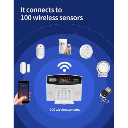 DH-200W Wifi GSM алармена система Безжичен кабелен детектор Tuya Smart Home Security Хост Клавиатура LED екран Съвместим с Alexa Google Home