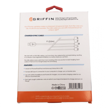 Кабел GRIFFIN USB към Micro USB 3M Кабел GRIFFIN USB към Micro USB 3M