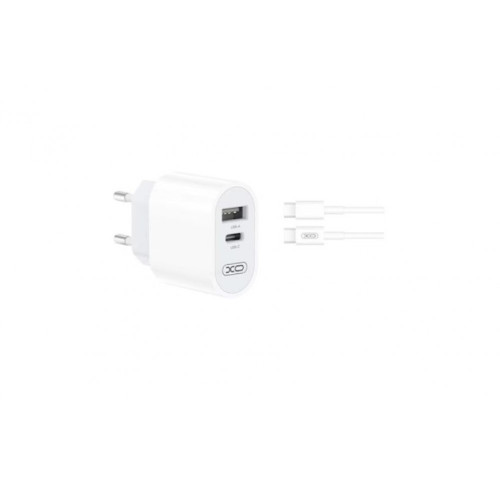 Зарядно XO-L97 12W 2 входа USB-C/USB бързо зареждане 2.4A USB-C/USB-C