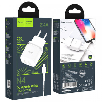 HOCO N4 двоен USB комплект за зареждане с кабел USB към LIGHTNING 1M. HOCO N4 двоен USB комплект за зареждане с кабел USB към LIGHTNING 1M.
