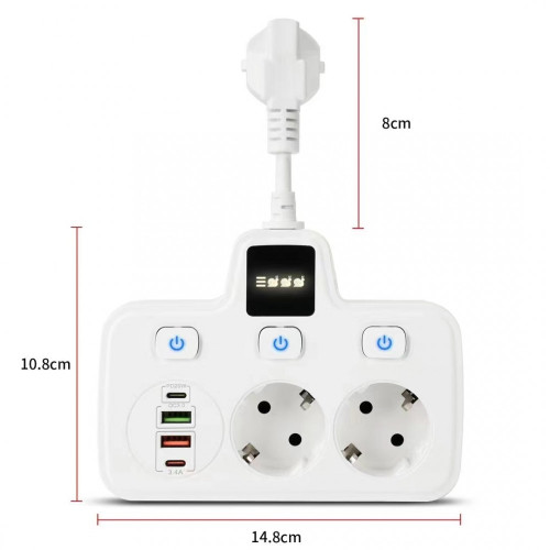 Разклонител BKL-503EU (бял) Overload Protection 3250W, 100-250V, 50/60Hz, QC PD 20W с Тъч