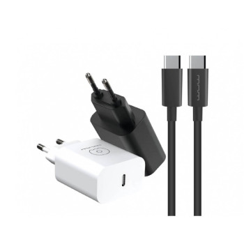 WUW T81 Зарядно с кабел PD20W Type-C към Type-C - Черен